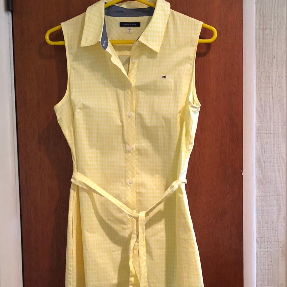 Tommy Hilfiger, Yellow and White Gingham, Sleeveless, Shirt Dress, Size: 8, NWOT